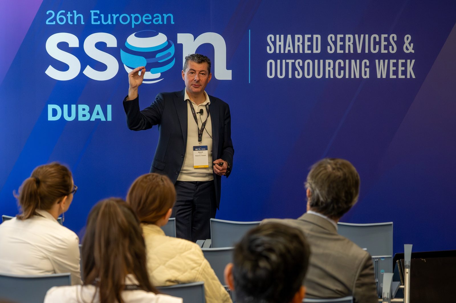 Marcel Mertens speaking at SSON Shared Services & Outsourcing Week 2026